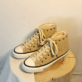 Niche Lamb Wool High-Top Canvas Women's Boots